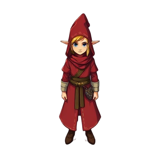mage with red clothes the legend of zelda style