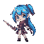 a tall blue hair blade master girl