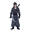 cyberpunk, neon, male, gray robe, sword