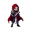 personagem pixelado para jogo de plataforma. estilo castlevania symfony of the night. suas caracteristicas: armadura de placas pesada cobrindo totalmente o corpo com capa vermelha espada e escudo
