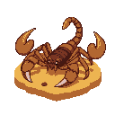 give me a terraria art work for a scorpion boss in thee desert biome