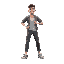 man in casual clothes, his body in running position