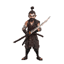 a man with big katana 