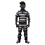 black man in prisoner outfit