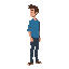 a man in blue shirt full body side view