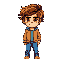 cute male character with brown hair with bright colours
