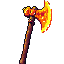 fire battleaxe in indie game style, should look simplicated for a dark and gritty game