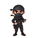 a player, a ninja with a bandana on his head—more of a military style, but with some ninja elements too.
