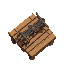 a crossbow turret from 2d top down tower defense game, has wooden platform and ofcourse crossbow, top down view 