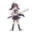 anime school girl with sword with walk and attack animation