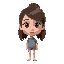 young adult female, likely 20s, with light skin tone and shoulder-length brown hair styled in a loose bun.  neutral, relaxed expression.  neutral, unassuming facial features