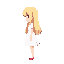 side view of a cute chibi girl in a white dress and long blonde hair