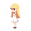 side view of a cute chibi girl in a white dress and long blonde hair