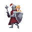 side view of a plump knight carrying a princess
