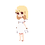 side view of a cute chibi girl in a white dress and long blonde hair