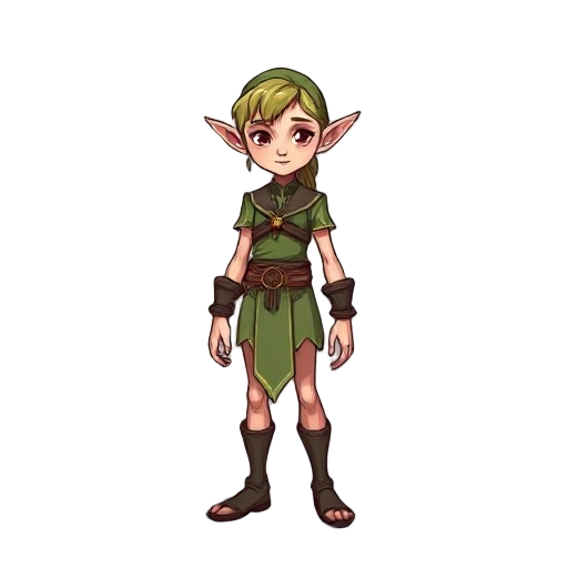 full figure elf for game, nes lixel art