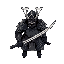 fearless samurai in battle armor, katana drawn under stormy skies