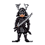 fearless samurai in battle armor, katana drawn under stormy skies