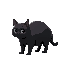 black cat with a fat body, skinny head  and no neck on 4 legs