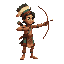 human brazilian wearing indigenous clothes using a indigenous bow