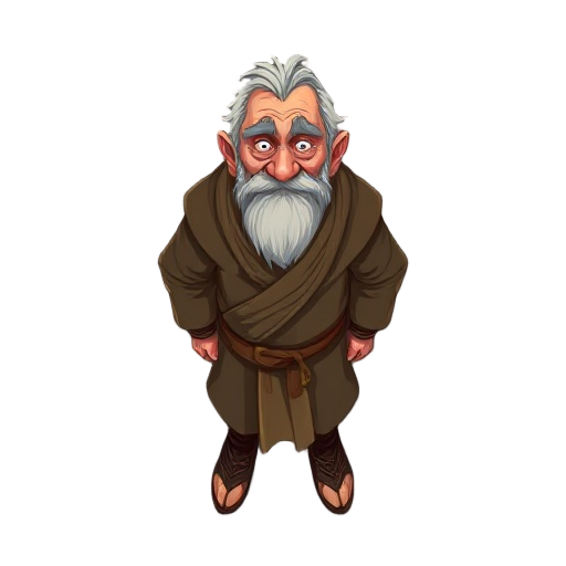 old man wearing rags like medieval fantasy style