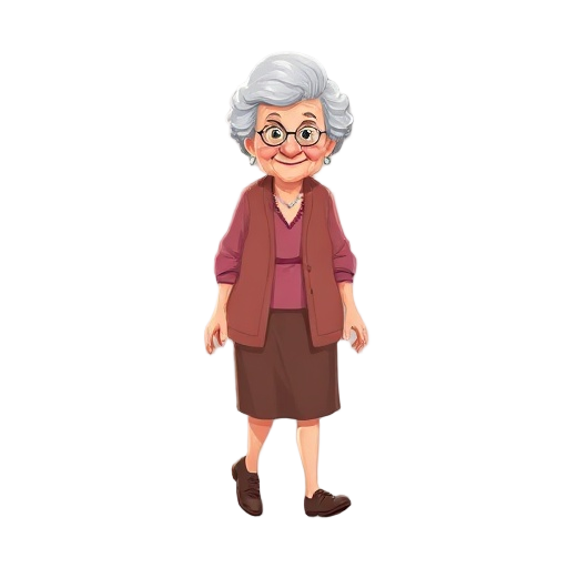 a 2d sprite-sheet of a grandma, walking
