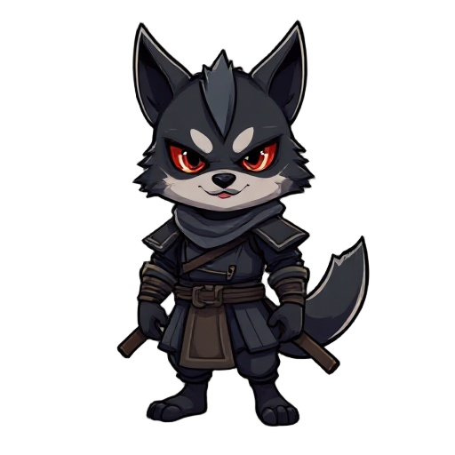 um cachorro samurai estilo dark + aura