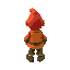 image of a dwarf in isometric perspective seen from behind, dressed in colorful clothes and more compact, as if it were a toy