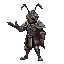 an ant knight with armor and helmet, stretching out his hand