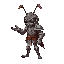 an ant knight with armor and helmet, stretching out his hand