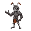 an ant knight with armor and helmet, stretching out his hand