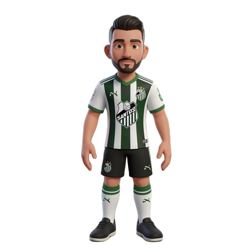 um jogador com a camisa falsa do santos