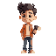 create a boy in casual clothes holding a hand flashlight