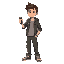 create a boy in casual clothes holding a hand flashlight