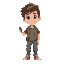 create a boy in casual clothes holding a hand flashlight