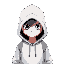 no face , white eye , white hoodie