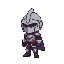 rpg hero wearing a silver helmet, gray armor, and dark boots. boxy and compact design for a side-scrolling game. minimal details, clear outline, simple colors, cute but heroic look. helmet heroes style