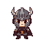 rpg hero. boxy and compact design for a side-scrolling game. minimal details, clear outline, simple colors, cute but heroic look. helmet heroes style