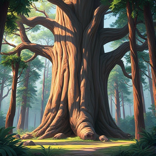 forest with giant tree in the background