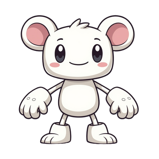 cute white meatboy with ears, fantasy. not actual hands and feet, no clothes. make his arms and legs stubs.