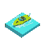 64x64 isometric tile water with a a 3/4 view lime green  speed boat 
