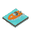 64x64 isometric tile water with a a 3/4 view orange   speed boat 