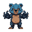 a blue and brown bear with robot claws.
