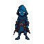 a minimalistic blue rogue for an rpg game that has defining features