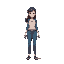 pixelart woman moving forward animation