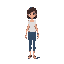 pixelart woman moving forward animation