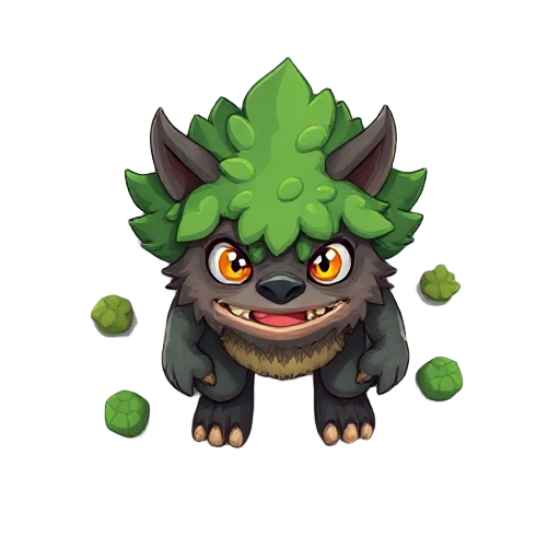 main charater like tiny cute forest monster humanoid 