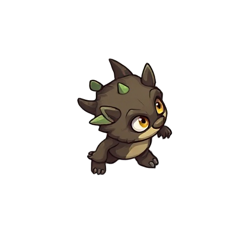 main charater like tiny forest monster humanoid who look at right , who walk