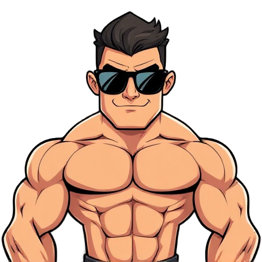muscle body man with sunglasses