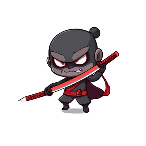 uma katana preta com detalhe vermelho